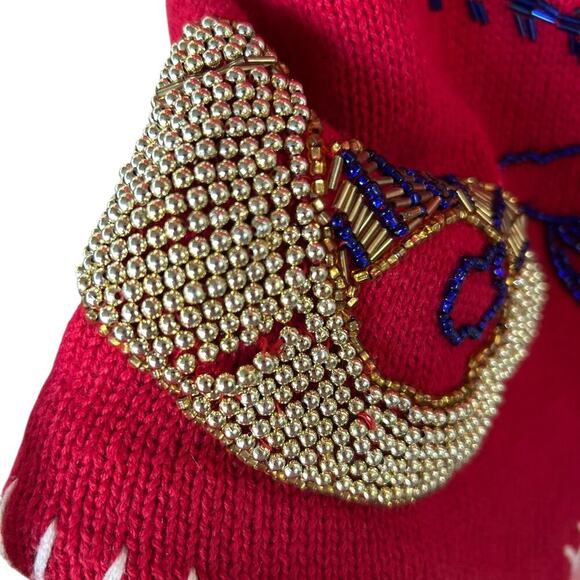 Victoria Jones Women's Beaded + Knit Red Christmas Vest Size Medium - Picture 9 of 12